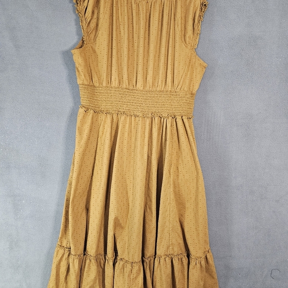 Old Navy Womens Plus 2X Milk Maid Gold Maxi Dress Vneck Peasant Teir Ruffles - Picture 10 of 11